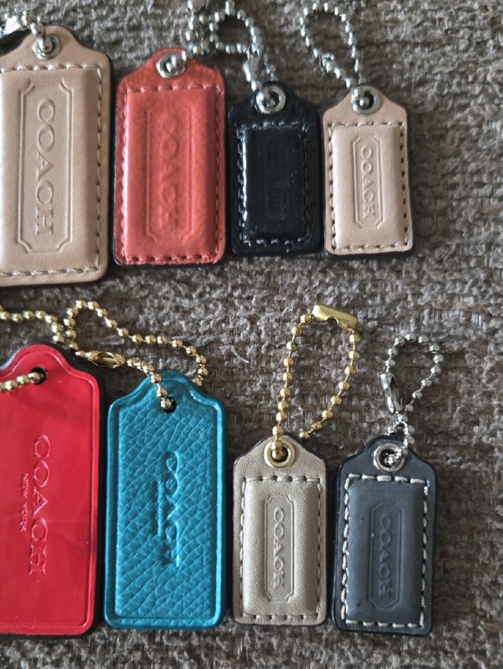 COACH Leather Tag Keychain Set - Assorted Colors - Picture 2 of 3